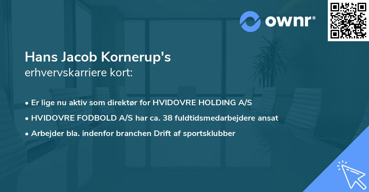 Hans Jacob Kornerup's erhvervskarriere kort