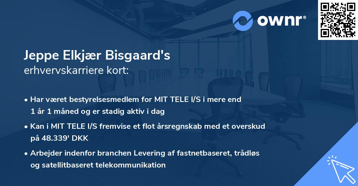 Jeppe Elkjær Bisgaard's erhvervskarriere kort