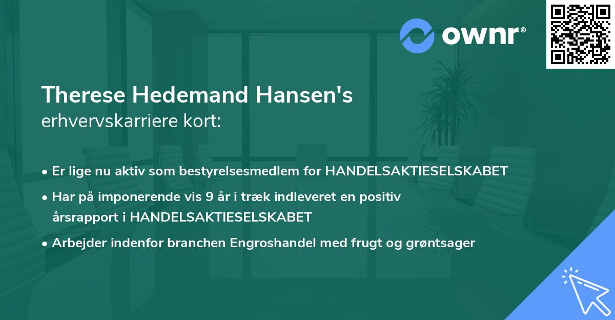 Therese Hedemand Hansen's erhvervskarriere kort