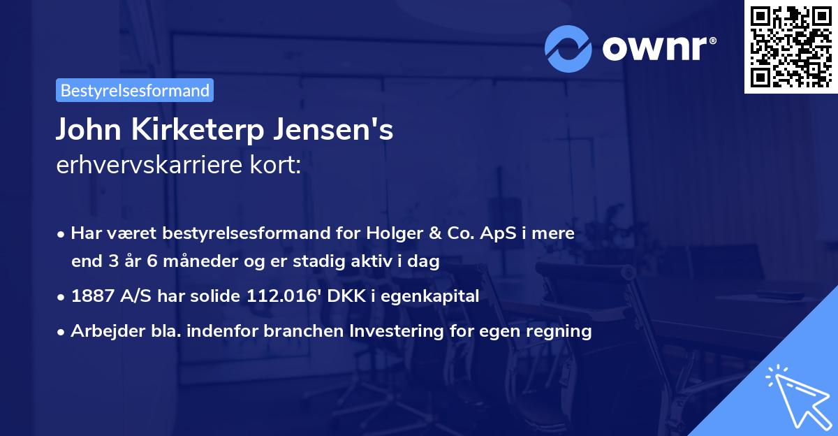 John Kirketerp Jensen's erhvervskarriere kort