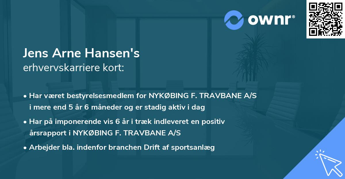 Jens Arne Hansen's erhvervskarriere kort