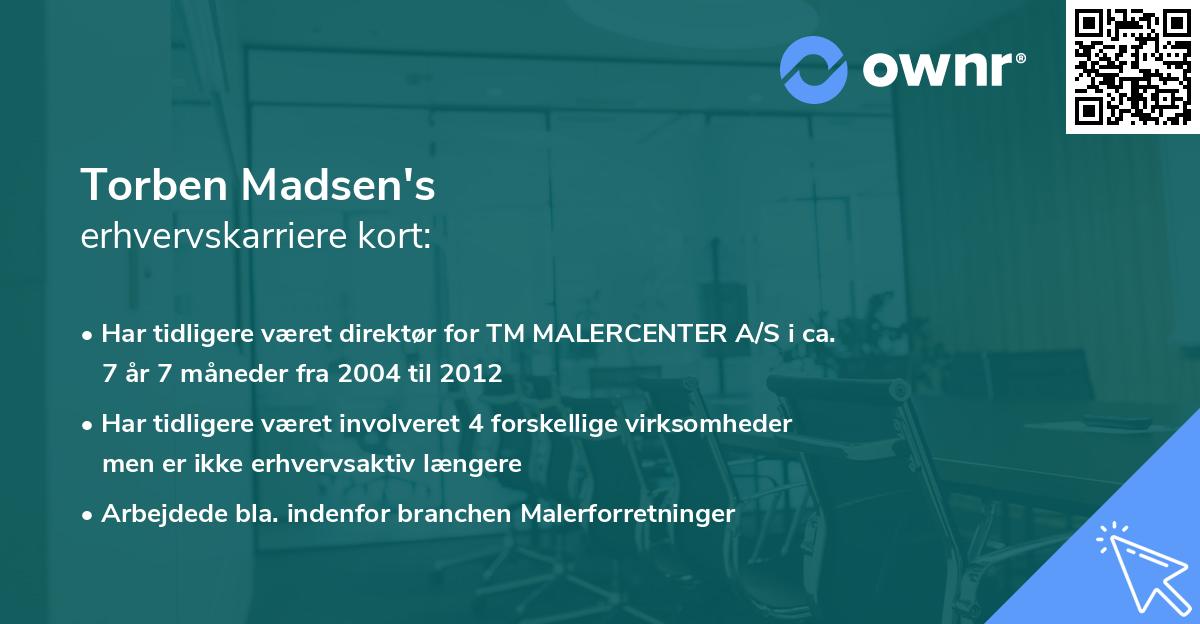 Torben Madsen's erhvervskarriere kort