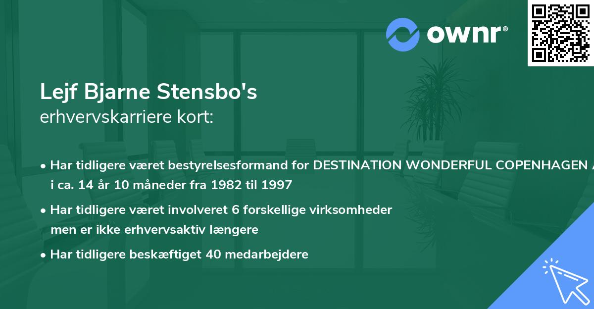 Lejf Bjarne Stensbo's erhvervskarriere kort
