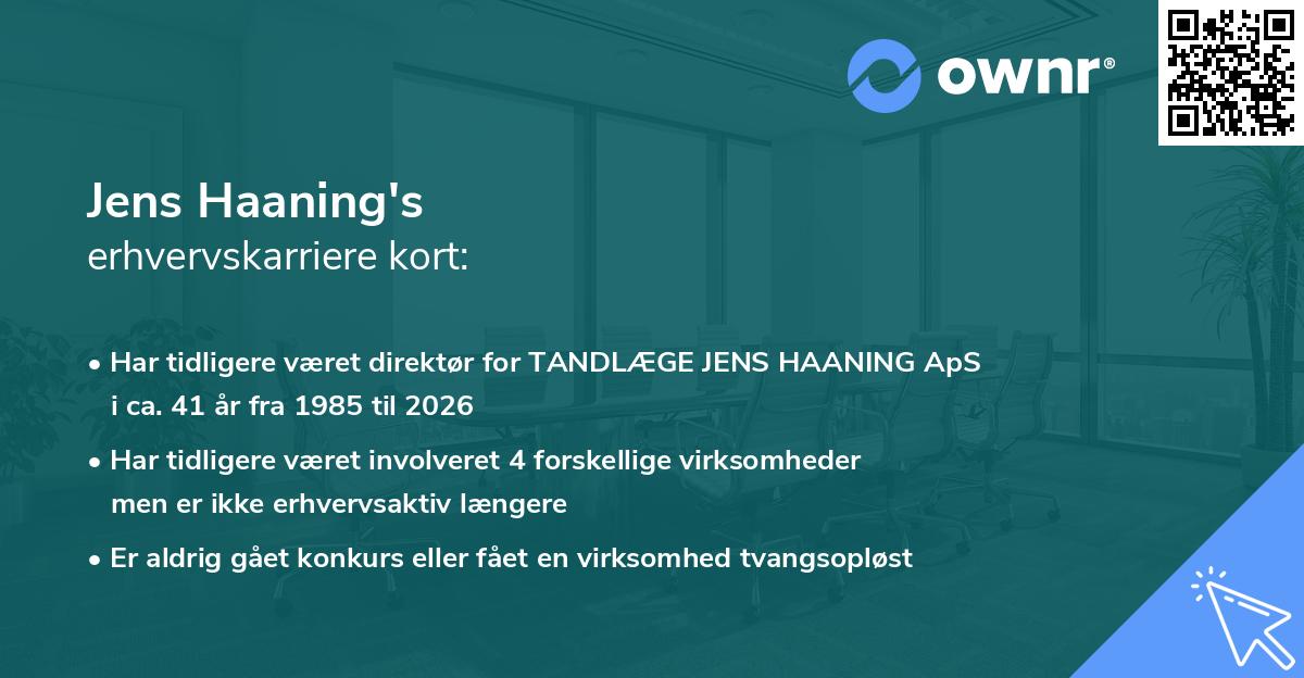 Jens Haaning's erhvervskarriere kort