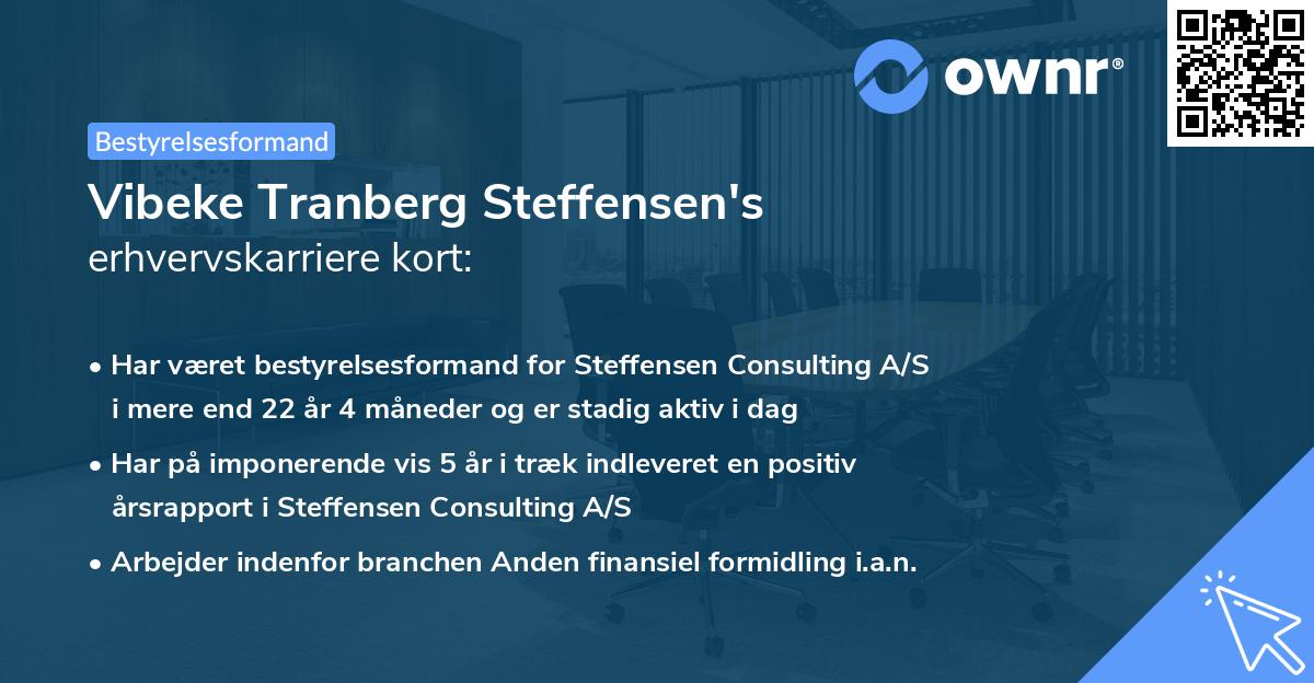Vibeke Tranberg Steffensen's erhvervskarriere kort