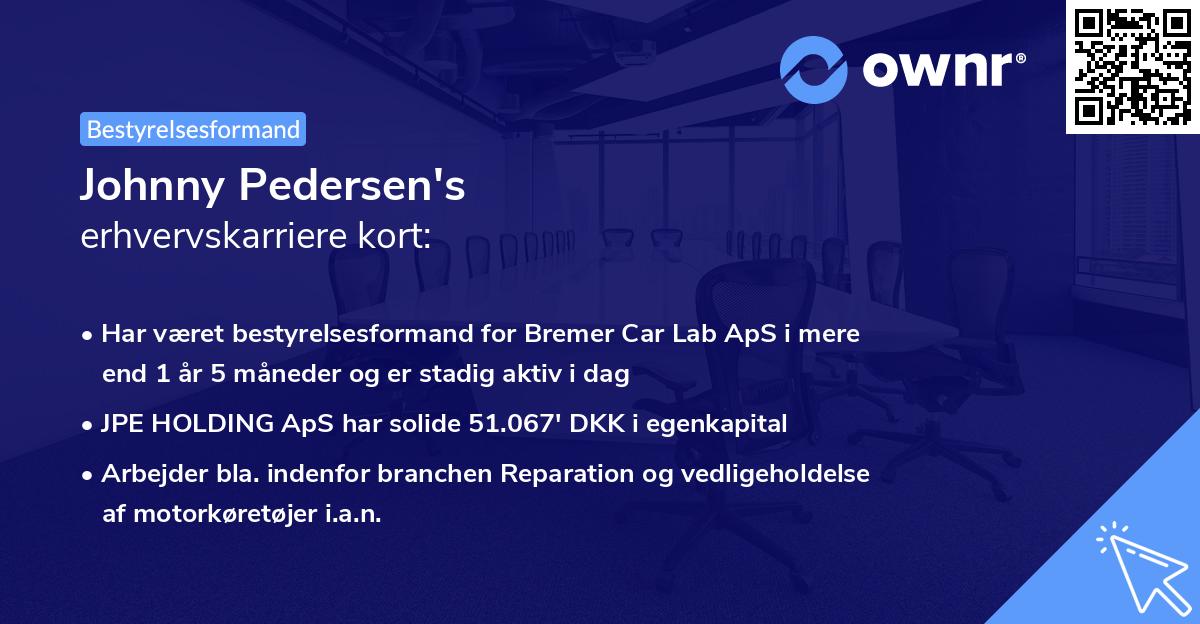 Johnny Pedersen's erhvervskarriere kort