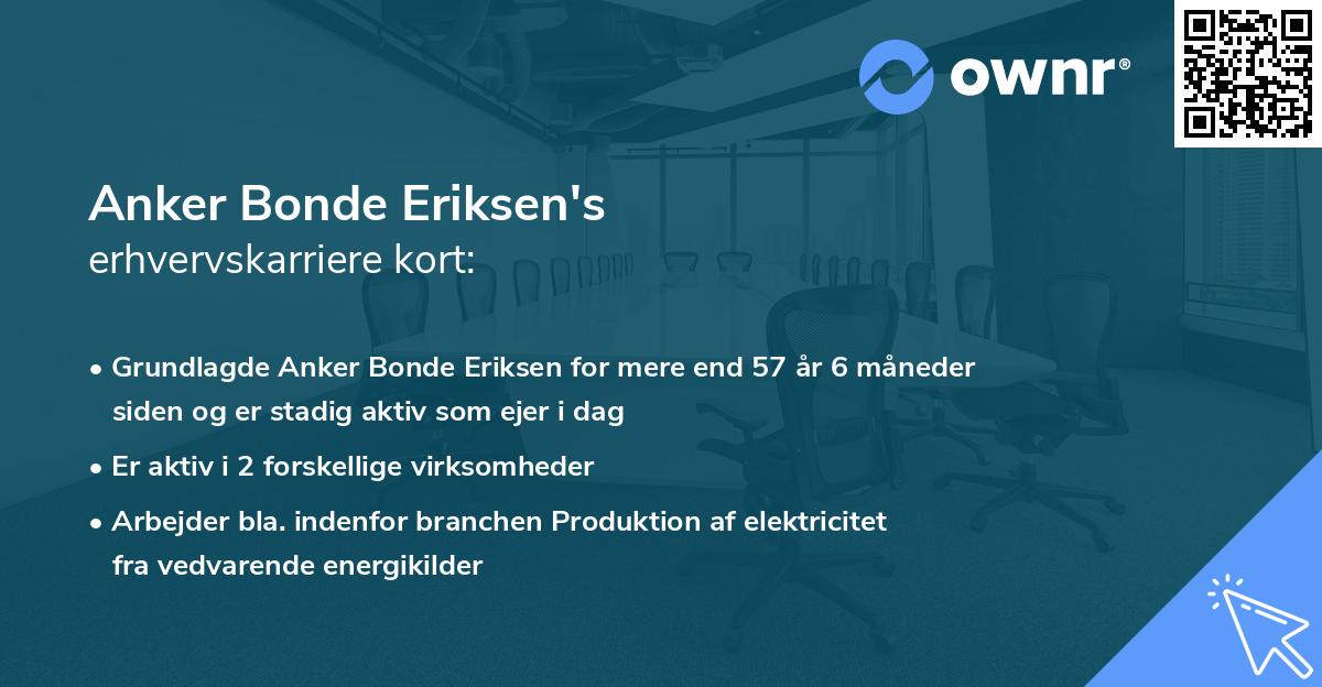 Anker Bonde Eriksen's erhvervskarriere kort