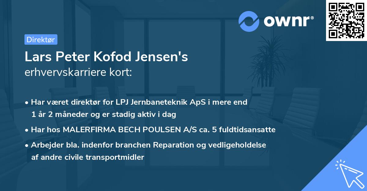 Lars Peter Kofod Jensen's erhvervskarriere kort