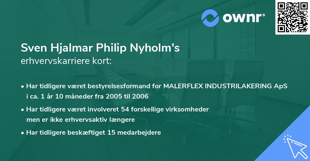 Sven Hjalmar Philip Nyholm's erhvervskarriere kort