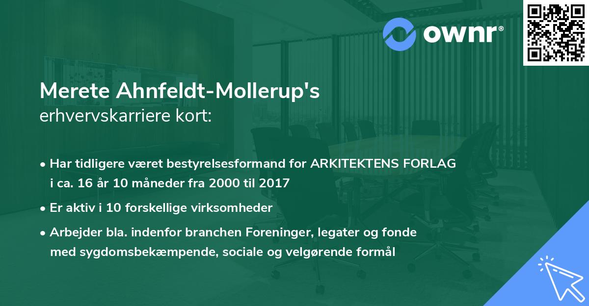 Merete Ahnfeldt-Mollerup's erhvervskarriere kort