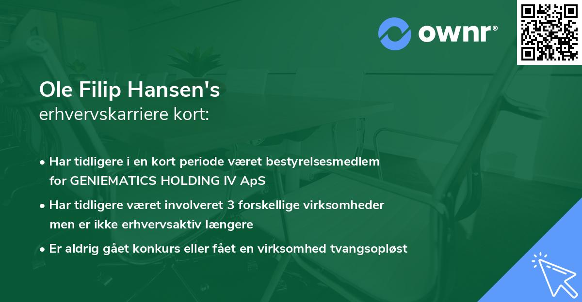 Ole Filip Hansen's erhvervskarriere kort