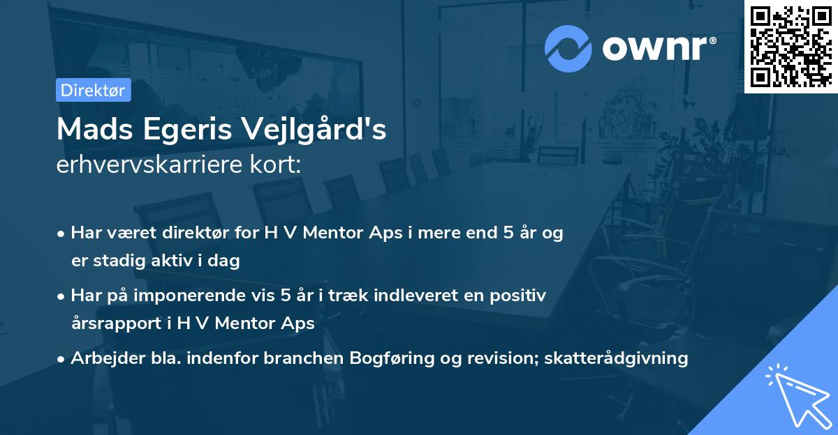 Mads Egeris Vejlgård's erhvervskarriere kort
