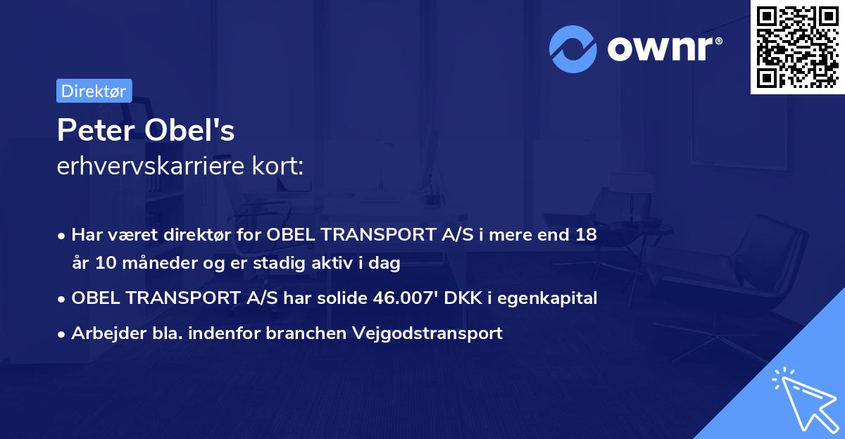 Peter Obel's erhvervskarriere kort