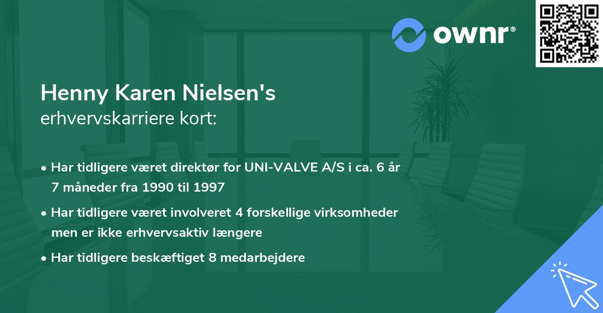 Henny Karen Nielsen's erhvervskarriere kort