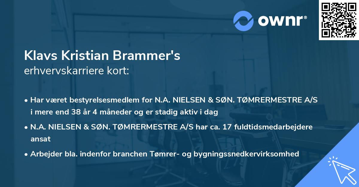 Klavs Kristian Brammer's erhvervskarriere kort