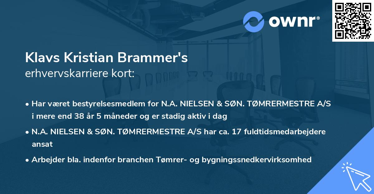 Klavs Kristian Brammer's erhvervskarriere kort