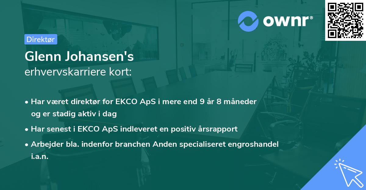Glenn Johansen's erhvervskarriere kort