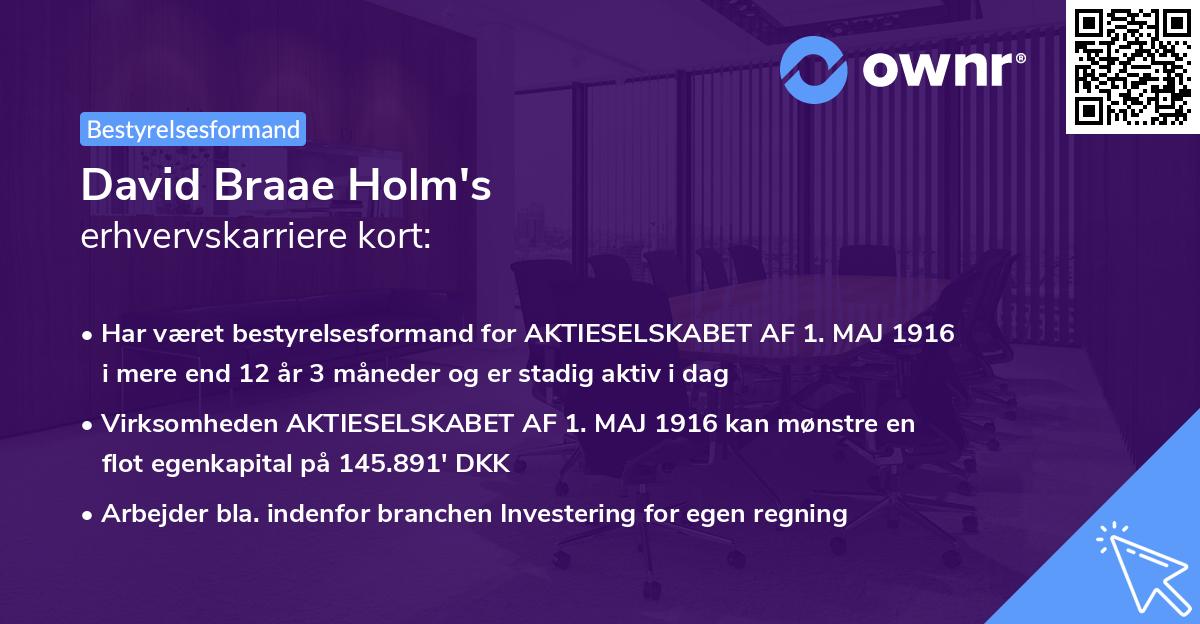 David Braae Holm's erhvervskarriere kort