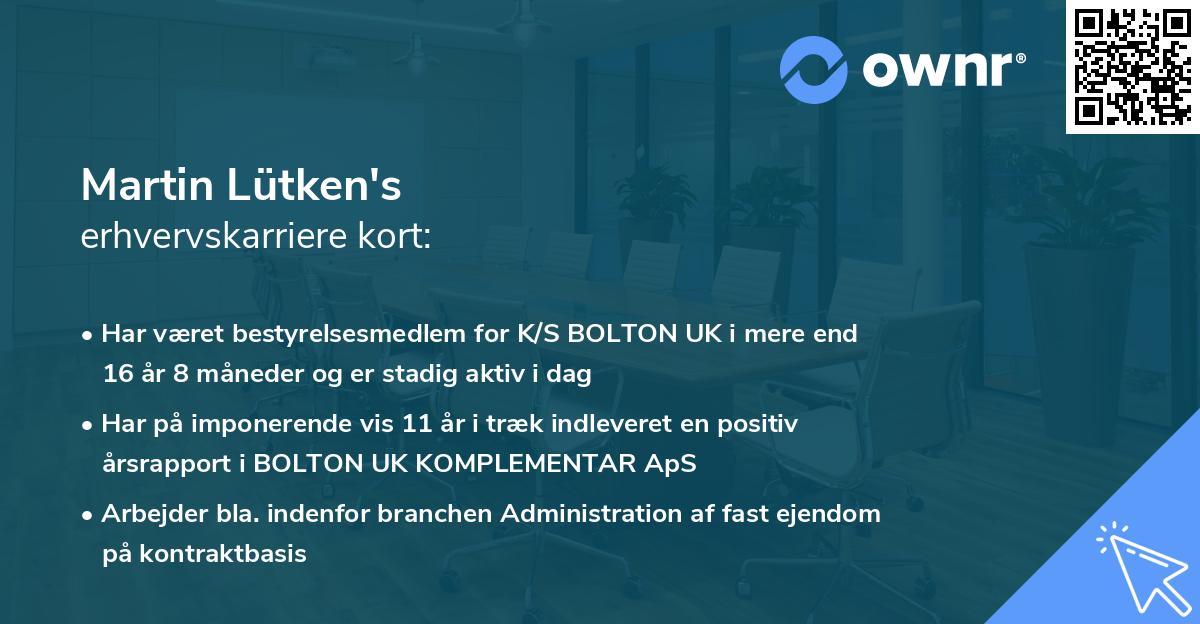 Martin Lütken's erhvervskarriere kort