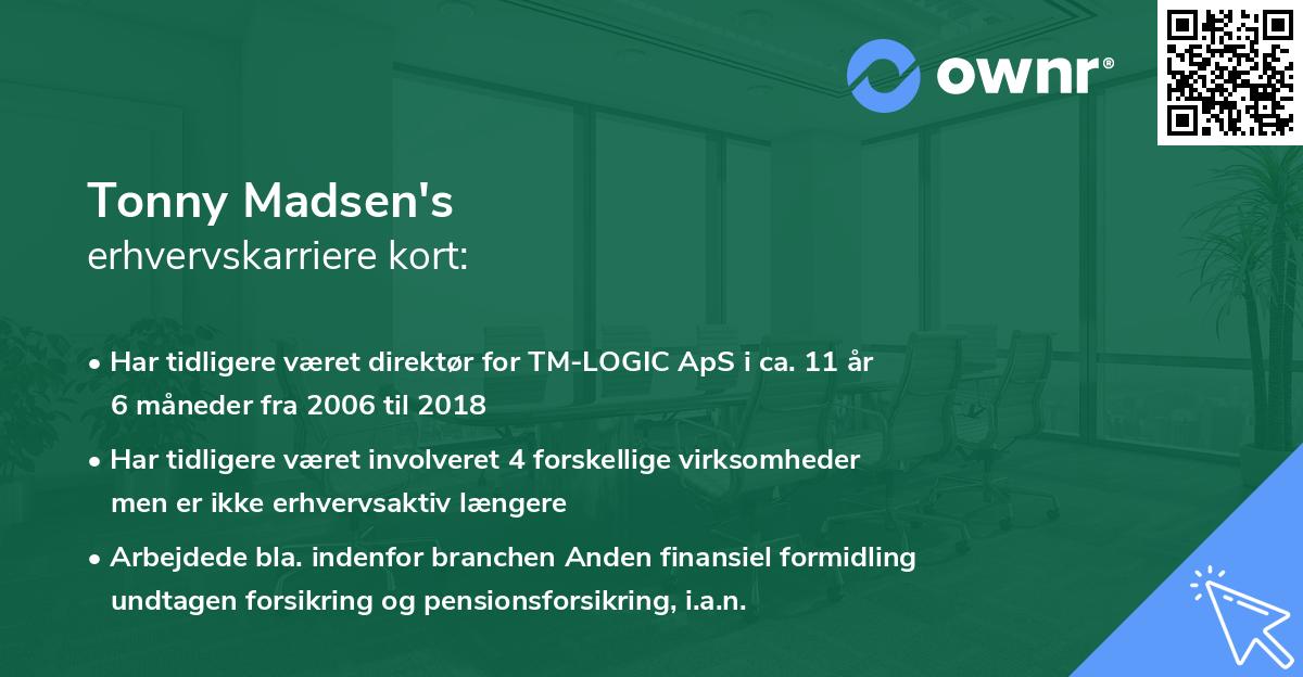 Tonny Madsen's erhvervskarriere kort