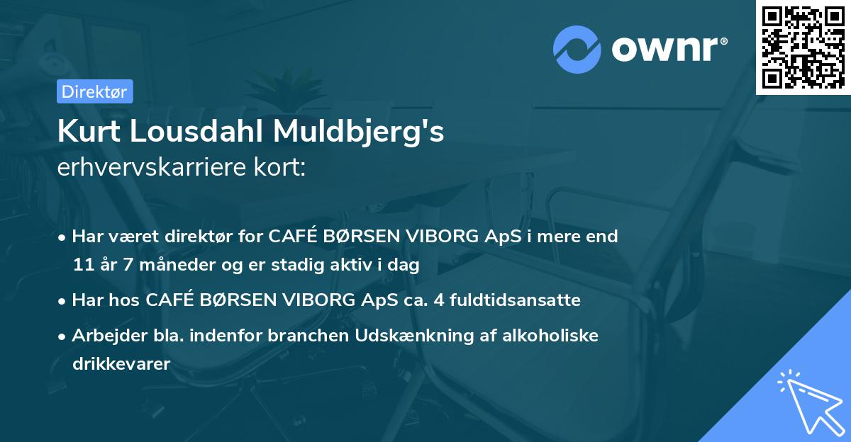 Kurt Lousdahl Muldbjerg's erhvervskarriere kort