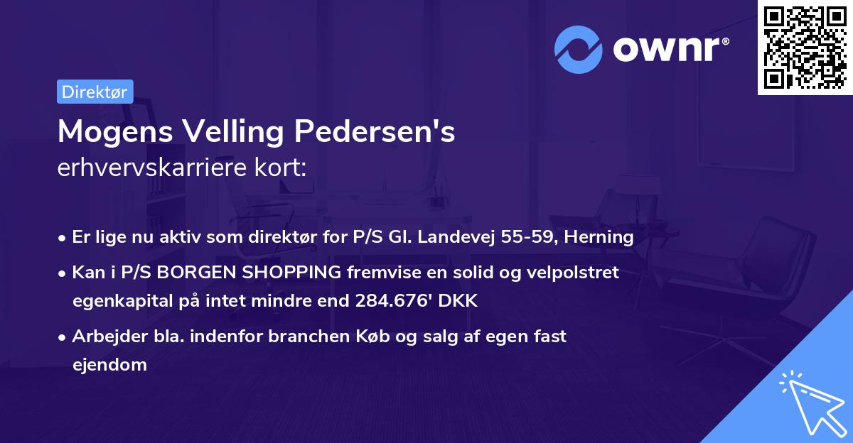 Mogens Velling Pedersen's erhvervskarriere kort