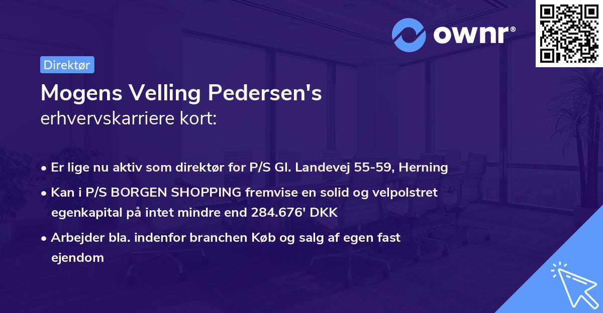 Mogens Velling Pedersen's erhvervskarriere kort