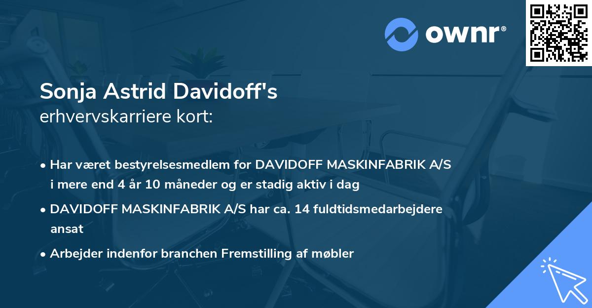 Sonja Astrid Davidoff's erhvervskarriere kort
