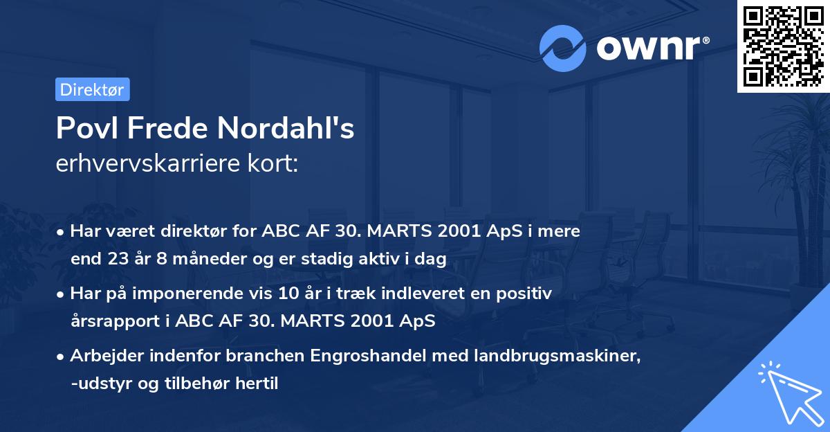 Povl Frede Nordahl's erhvervskarriere kort