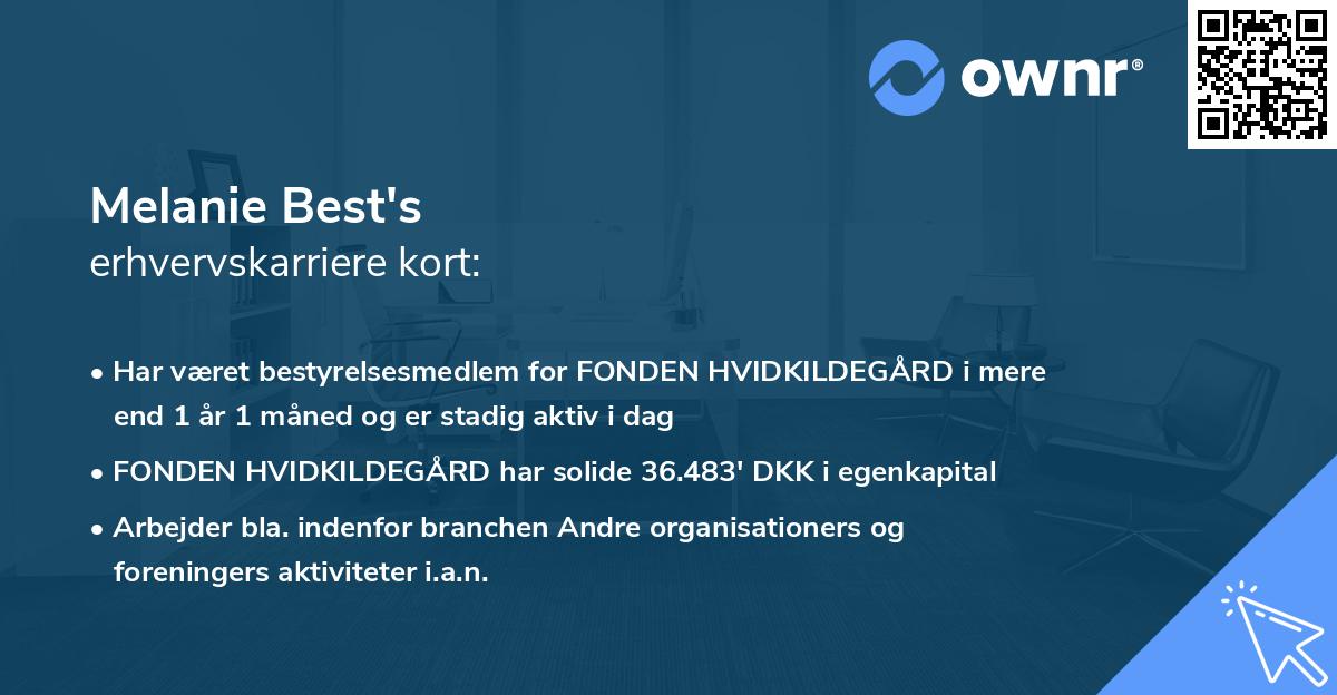 Melanie Best's erhvervskarriere kort