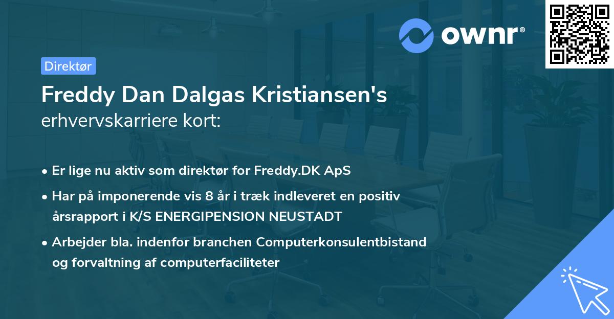 Freddy Dan Dalgas Kristiansen's erhvervskarriere kort