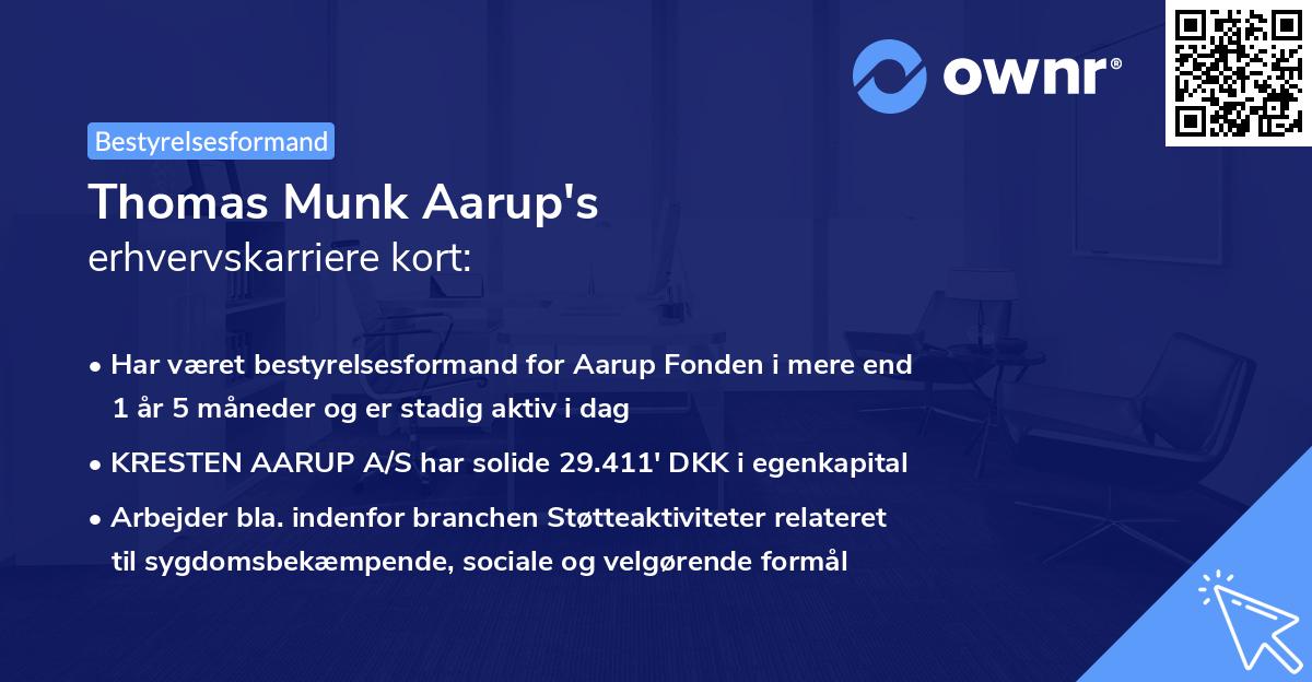 Thomas Munk Aarup's erhvervskarriere kort