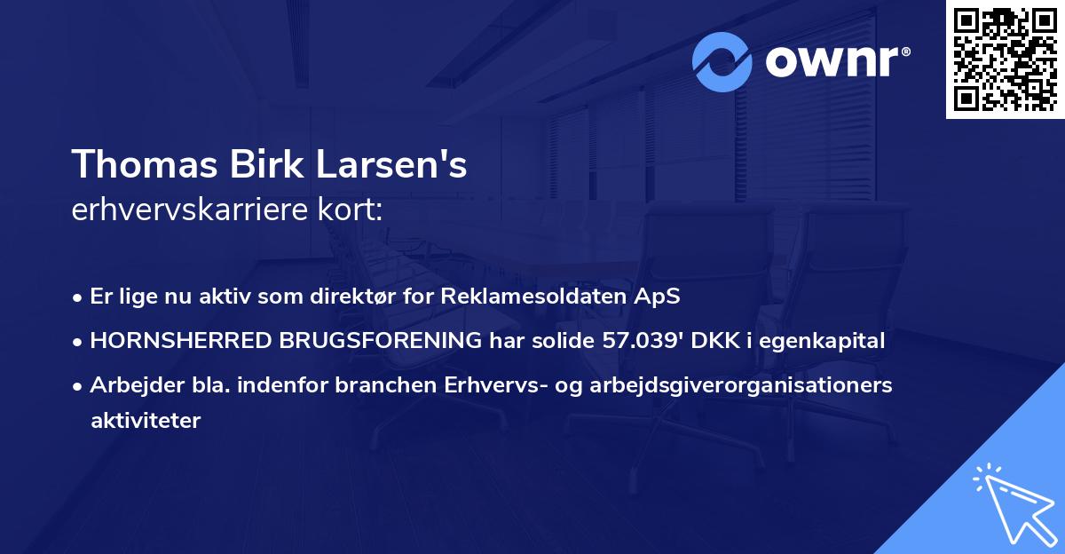 Thomas Birk Larsen's erhvervskarriere kort
