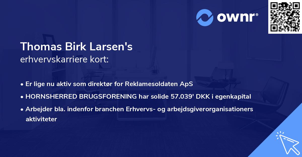 Thomas Birk Larsen's erhvervskarriere kort