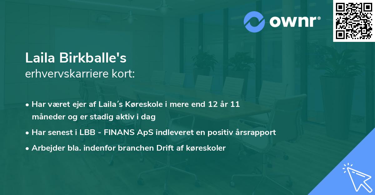 Laila Birkballe's erhvervskarriere kort