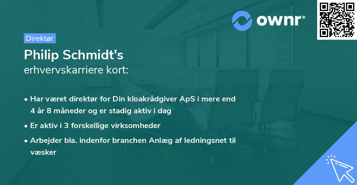 Philip Schmidt's erhvervskarriere kort