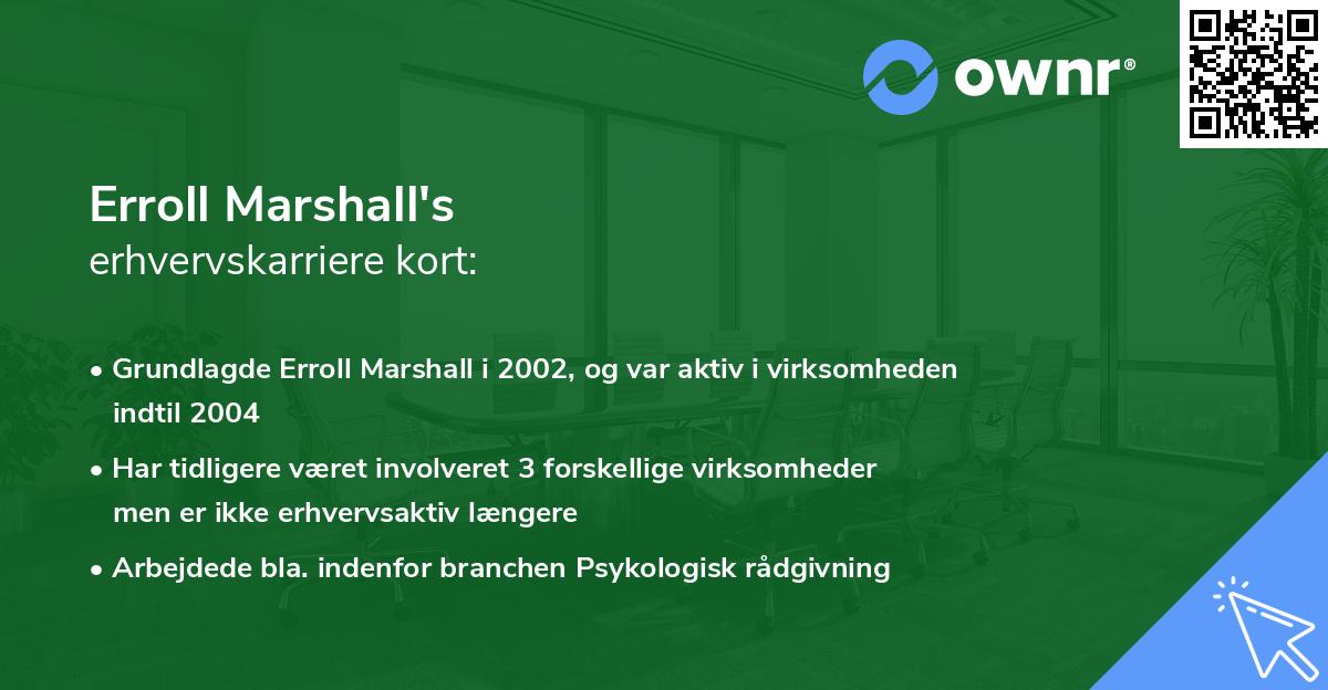 Erroll Marshall's erhvervskarriere kort