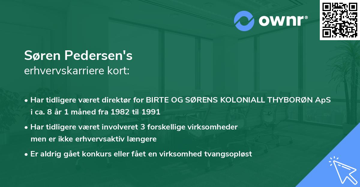 Søren Pedersen's erhvervskarriere kort