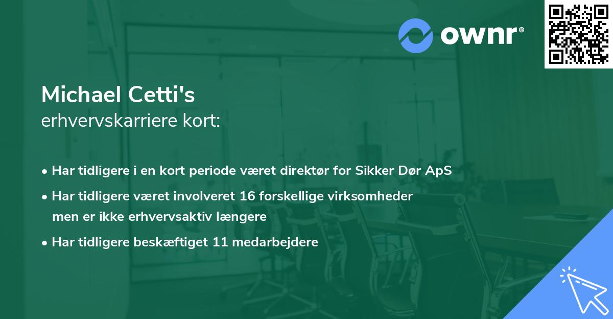 Michael Cetti's erhvervskarriere kort