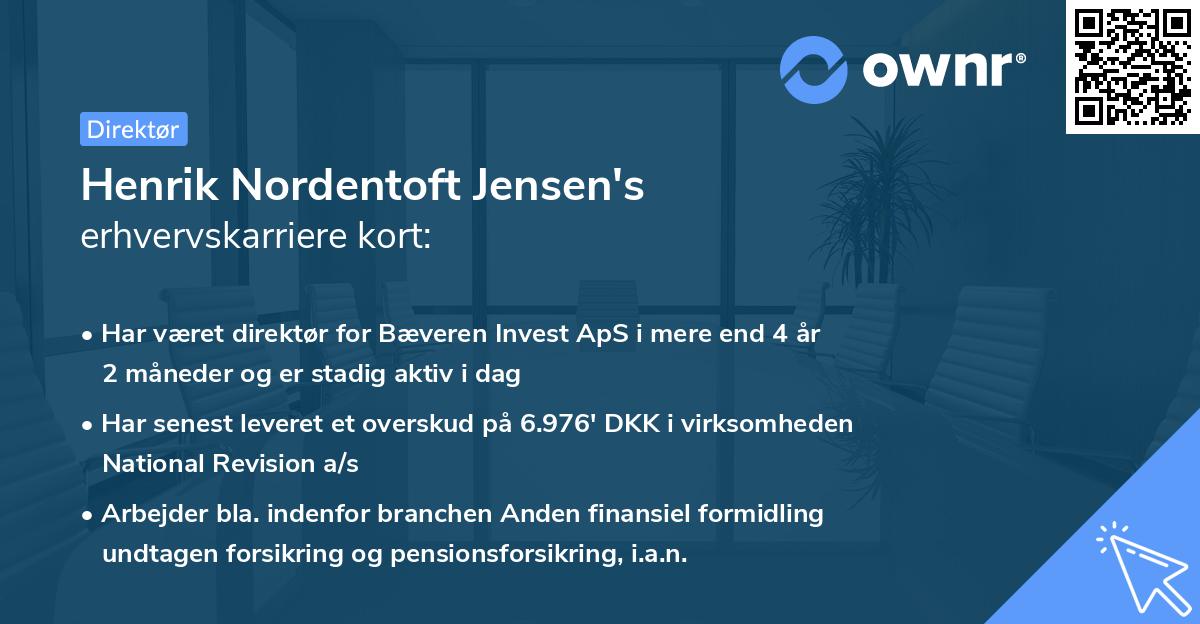 Henrik Nordentoft Jensen's erhvervskarriere kort