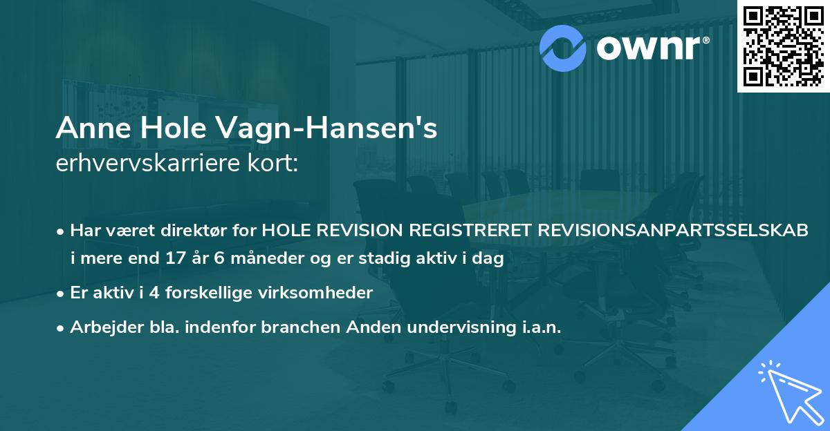 Anne Hole Vagn-Hansen's erhvervskarriere kort