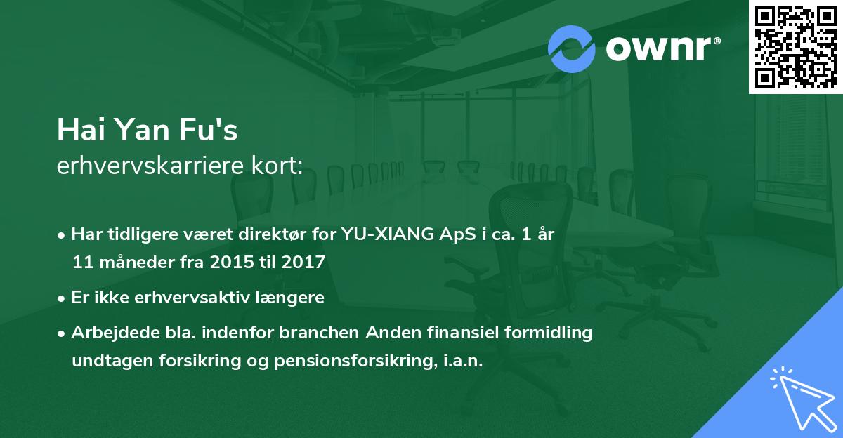 Hai Yan Fu's erhvervskarriere kort