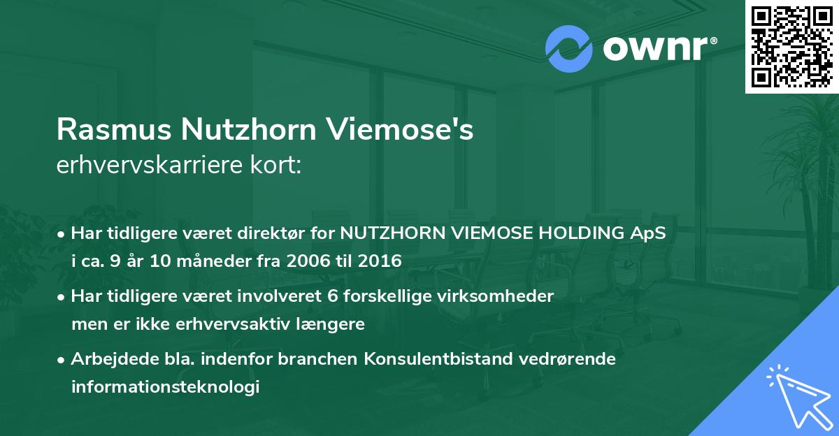 Rasmus Nutzhorn Viemose's erhvervskarriere kort