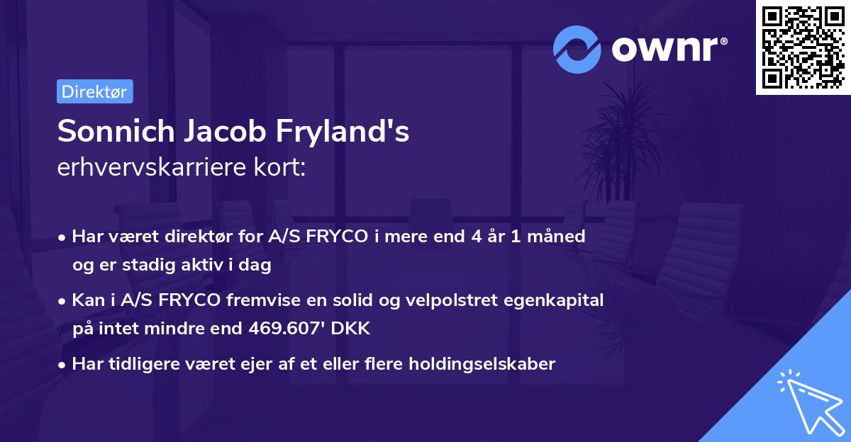 Sonnich Jacob Fryland's erhvervskarriere kort