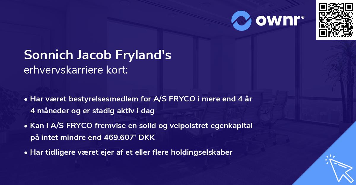 Sonnich Jacob Fryland's erhvervskarriere kort