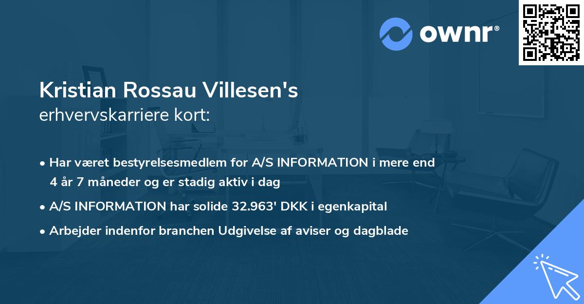 Kristian Rossau Villesen's erhvervskarriere kort