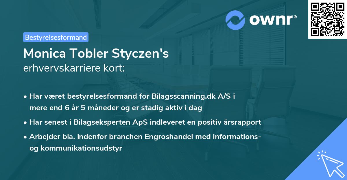 Monica Tobler Styczen's erhvervskarriere kort