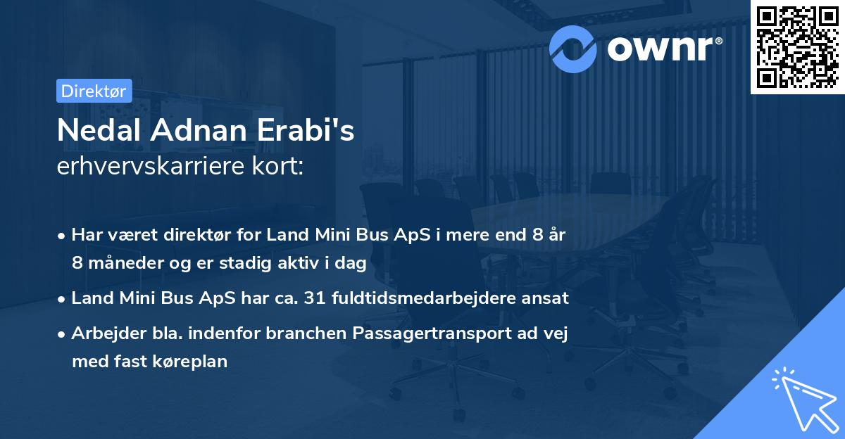 Nedal Adnan Erabi's erhvervskarriere kort
