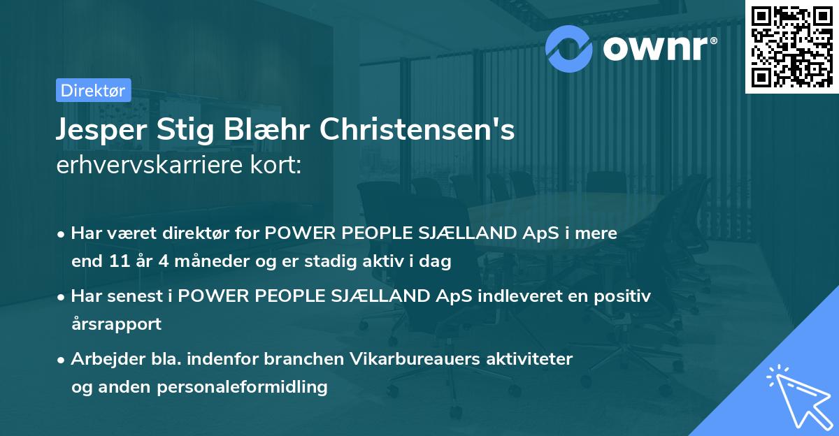 Jesper Stig Blæhr Christensen's erhvervskarriere kort