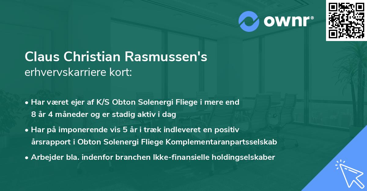 Claus Christian Rasmussen's erhvervskarriere kort